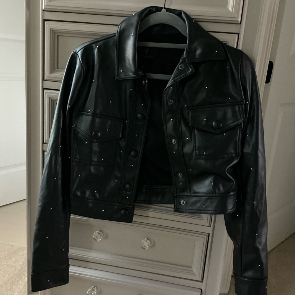 house of harlow 1960 Ladies Crop Faux Leather Shirt/Jacket Size xxs